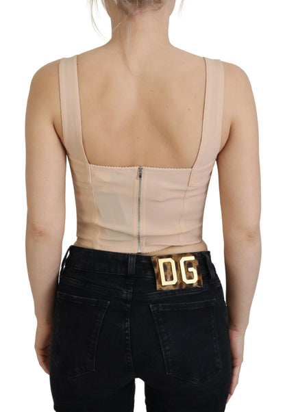 Dolce & Gabbana Elegant Beige Bustier Corset Top Dolce & Gabbana