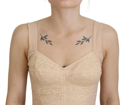 Dolce & Gabbana Elegant Beige Bustier Corset Top Dolce & Gabbana