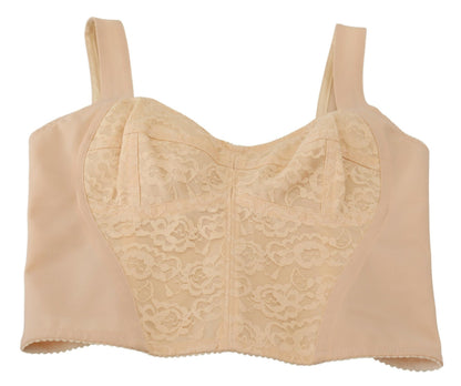 Dolce & Gabbana Elegant Beige Bustier Corset Top Dolce & Gabbana