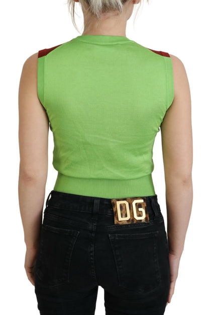 Dolce & Gabbana Elegant Silk Casual Top Red Green Dolce & Gabbana