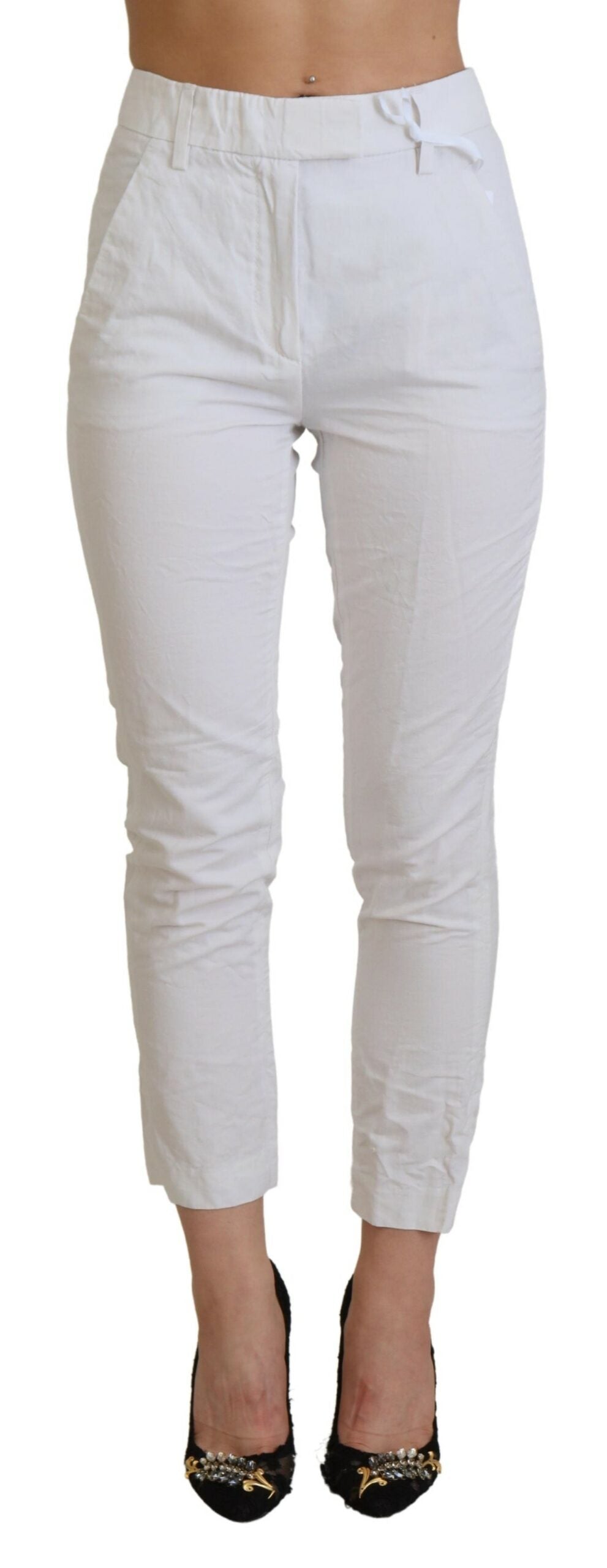 Dondup Elegant High Waist Tapered White Pants Dondup