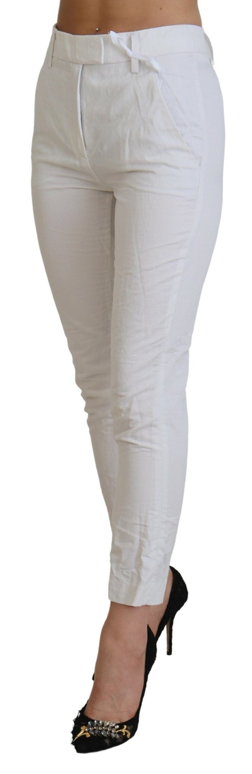 Dondup Elegant High Waist Tapered White Pants Dondup