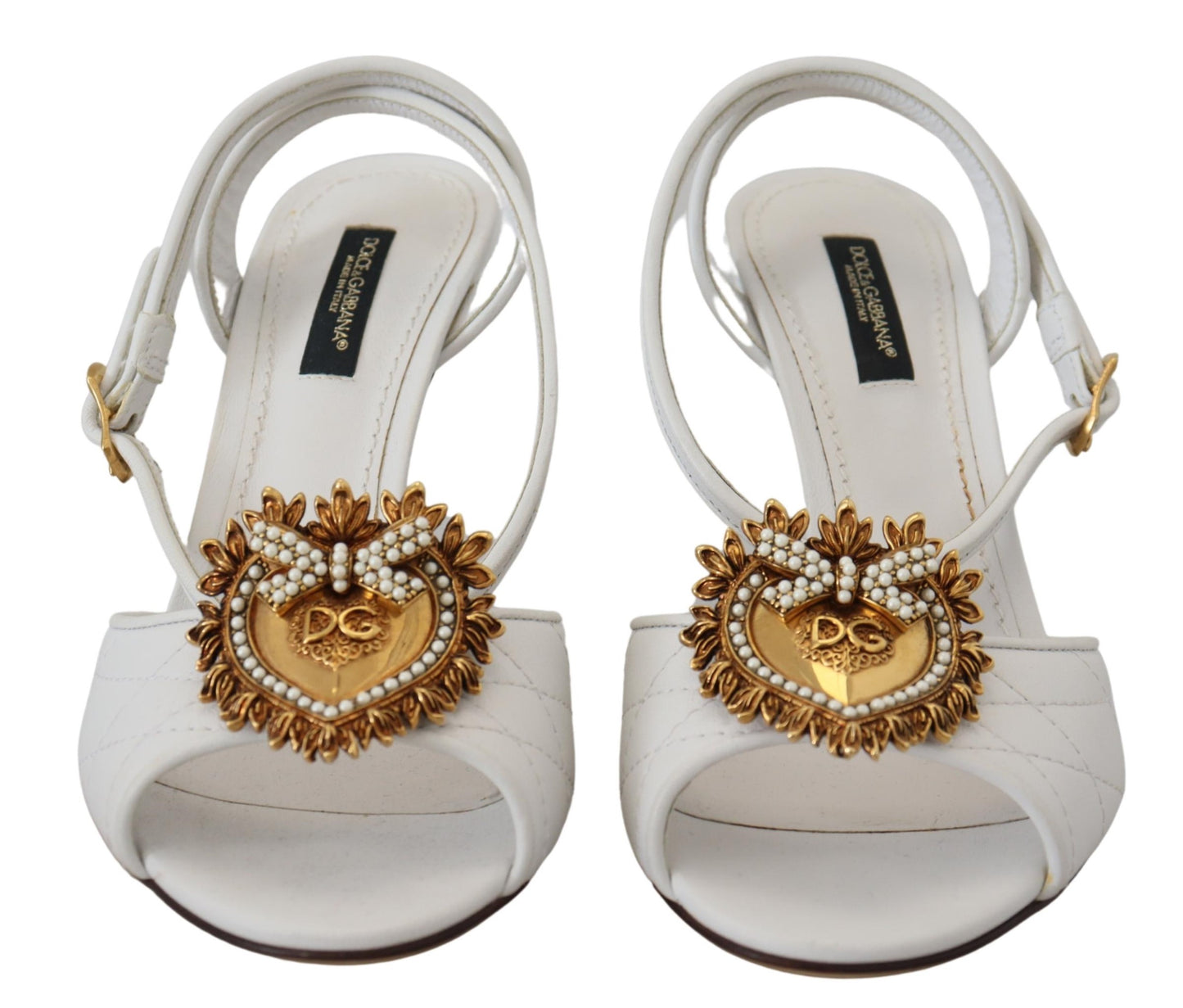 Dolce & Gabbana Devotion Embellished White Leather Stilettos Dolce & Gabbana