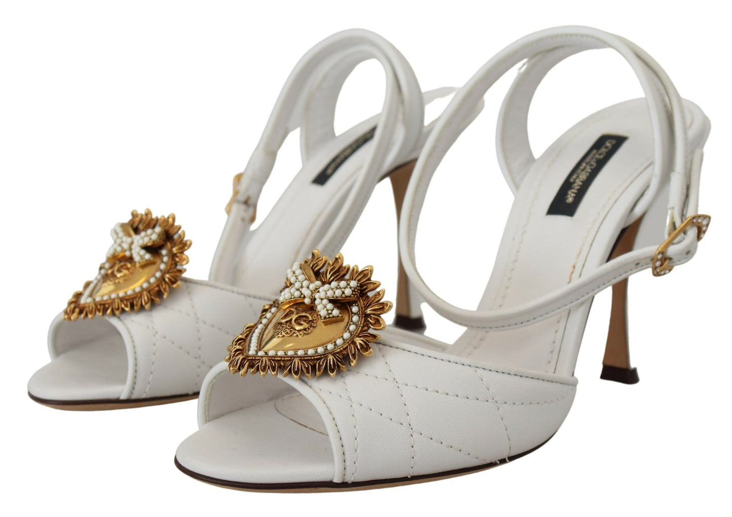 Dolce & Gabbana Devotion Embellished White Leather Stilettos Dolce & Gabbana