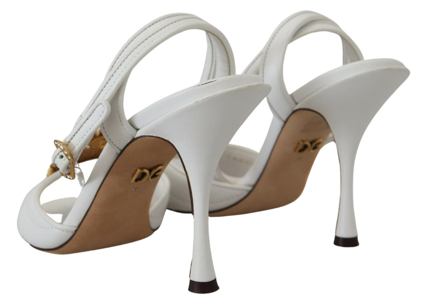 Dolce & Gabbana Devotion Embellished White Leather Stilettos Dolce & Gabbana