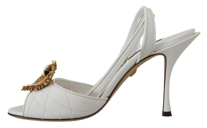 Dolce & Gabbana Devotion Embellished White Leather Stilettos Dolce & Gabbana