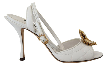 Dolce & Gabbana Devotion Embellished White Leather Stilettos Dolce & Gabbana