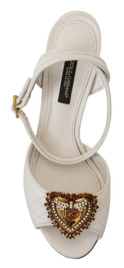 Dolce & Gabbana Devotion Embellished White Leather Stilettos Dolce & Gabbana