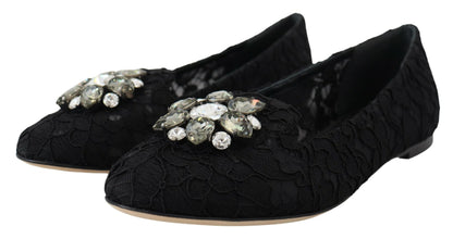 Dolce & Gabbana Elegant Floral Lace Flat Vally Shoes Dolce & Gabbana