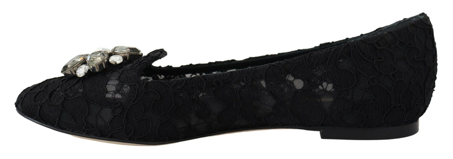 Dolce & Gabbana Elegant Floral Lace Flat Vally Shoes Dolce & Gabbana