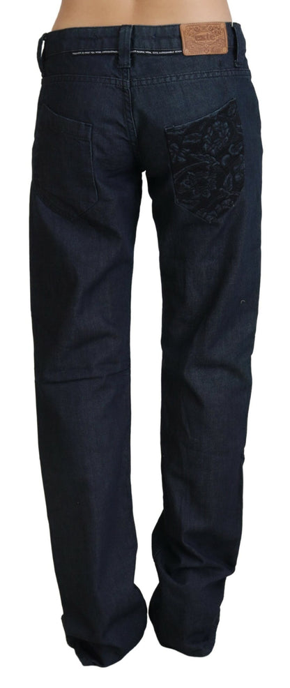 Exte Chic Dark Blue Low Waist Straight Cut Jeans Exte