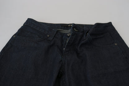 Exte Chic Dark Blue Low Waist Straight Cut Jeans Exte