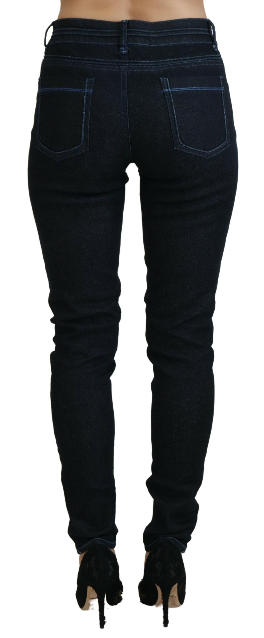 Acht Chic Slim-Fit Cotton Denim in Dark Blue Acht