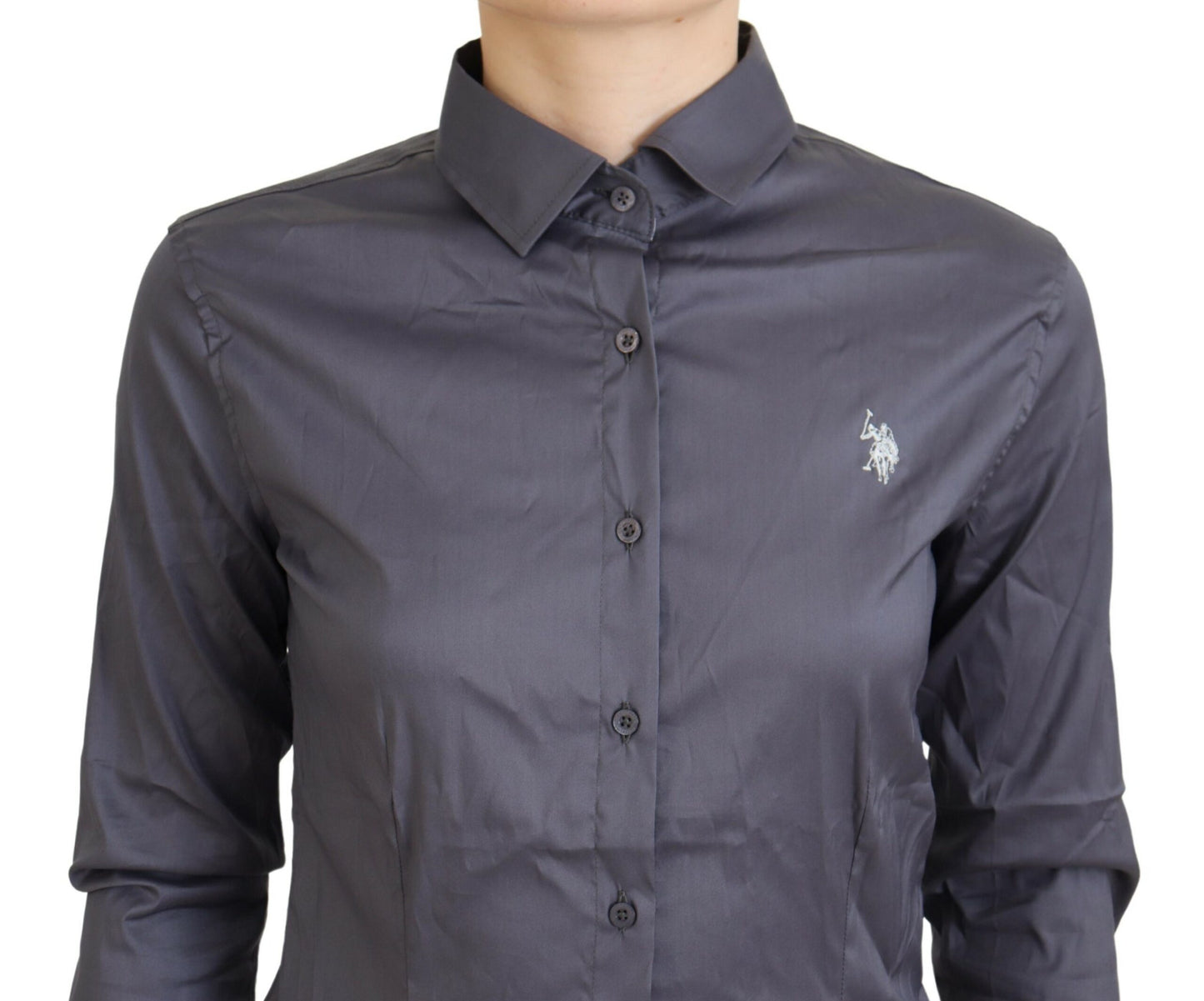 U.S. POLO ASSN. Elegant Gray Long Sleeve Polo Top U.S. POLO ASSN.