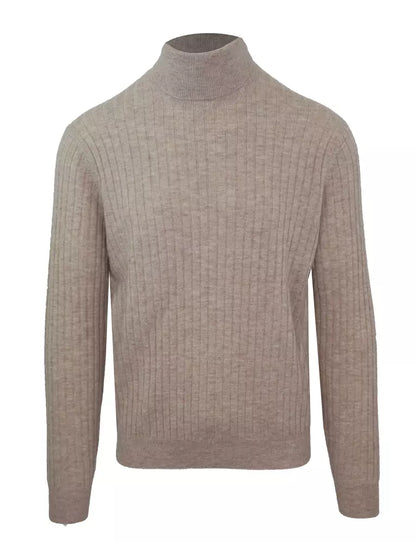 Malo Beige Cashmere-Wool Blend Turtleneck Sweater Malo