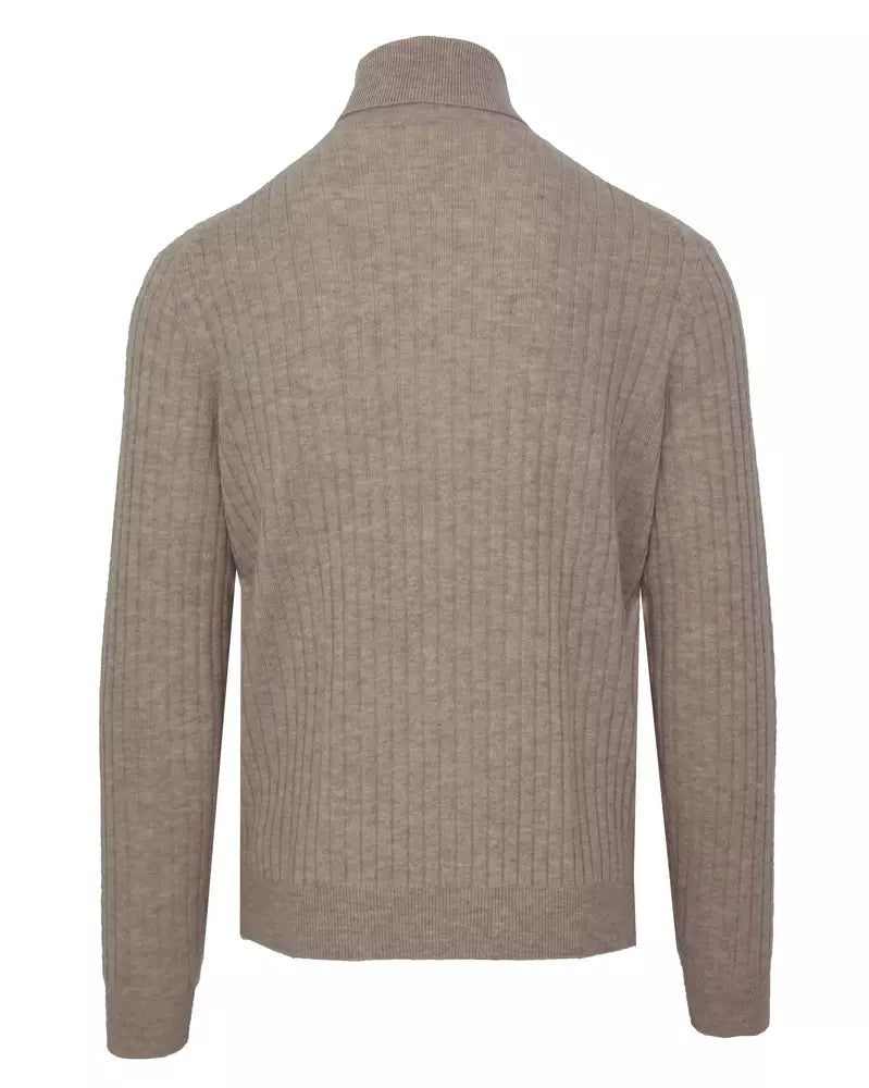 Malo Beige Cashmere-Wool Blend Turtleneck Sweater Malo