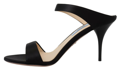 Prada Elegant Black Leather Heels Pumps Prada