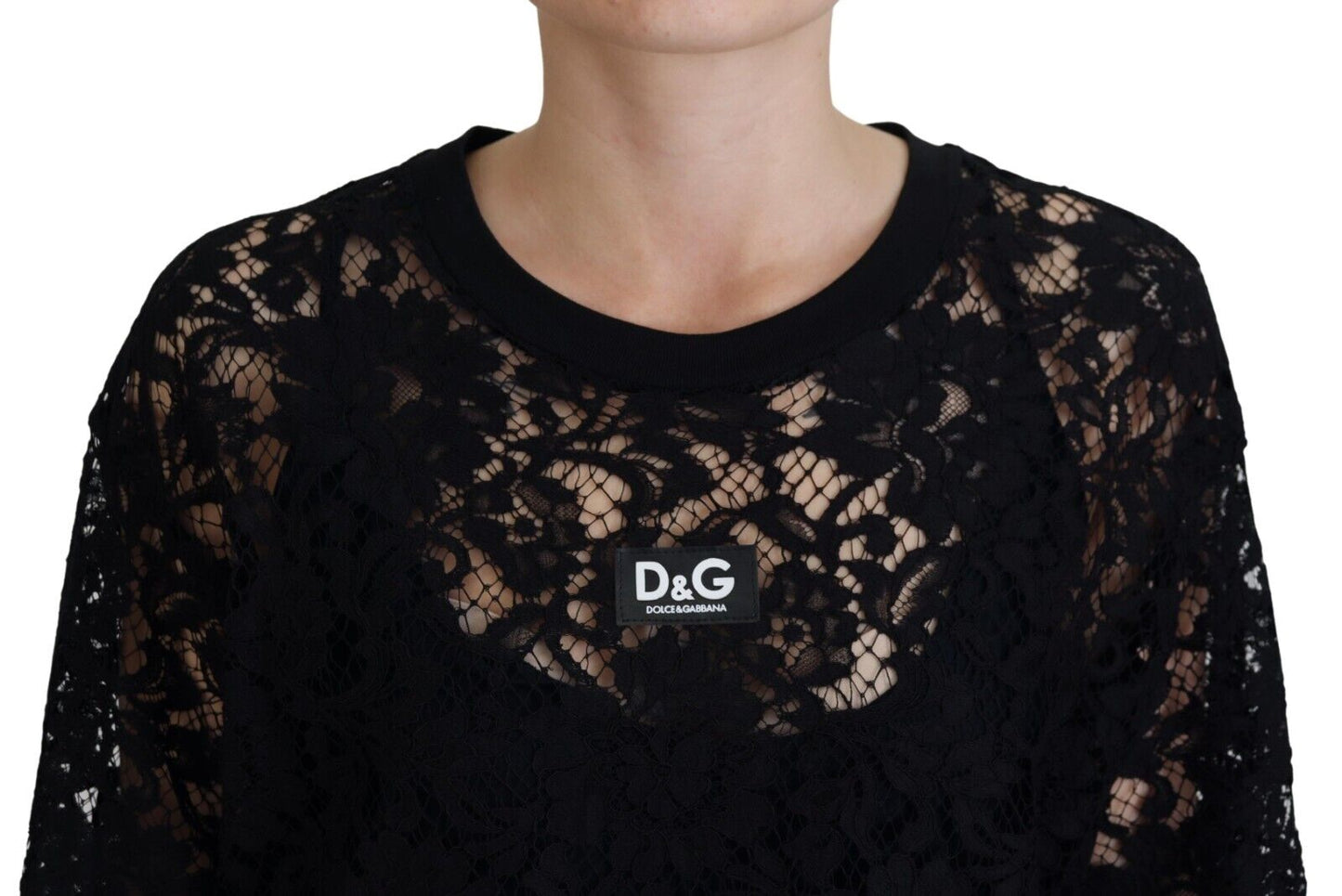 Dolce & Gabbana Elegant Black Floral Lace Shift Dress Dolce & Gabbana