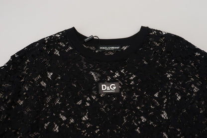 Dolce & Gabbana Elegant Black Floral Lace Shift Dress Dolce & Gabbana