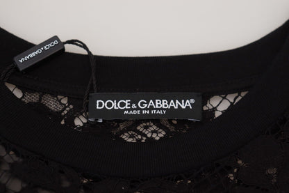 Dolce & Gabbana Elegant Black Floral Lace Shift Dress Dolce & Gabbana