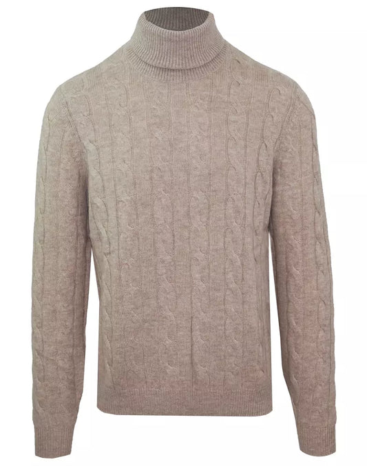 Malo Elegant Beige Wool-Cashmere Turtleneck Sweater Malo