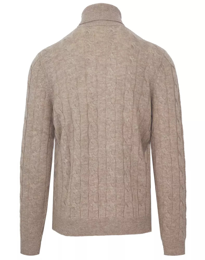 Malo Elegant Beige Wool-Cashmere Turtleneck Sweater Malo