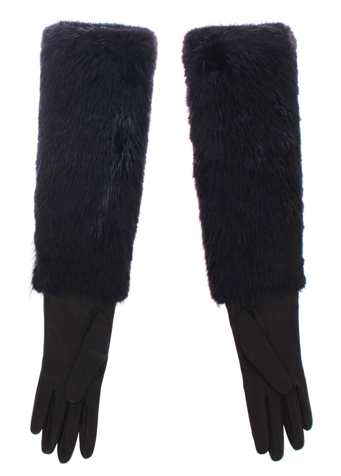 Dolce & Gabbana Elegant Elbow-Length Beaver Fur Gloves Dolce & Gabbana