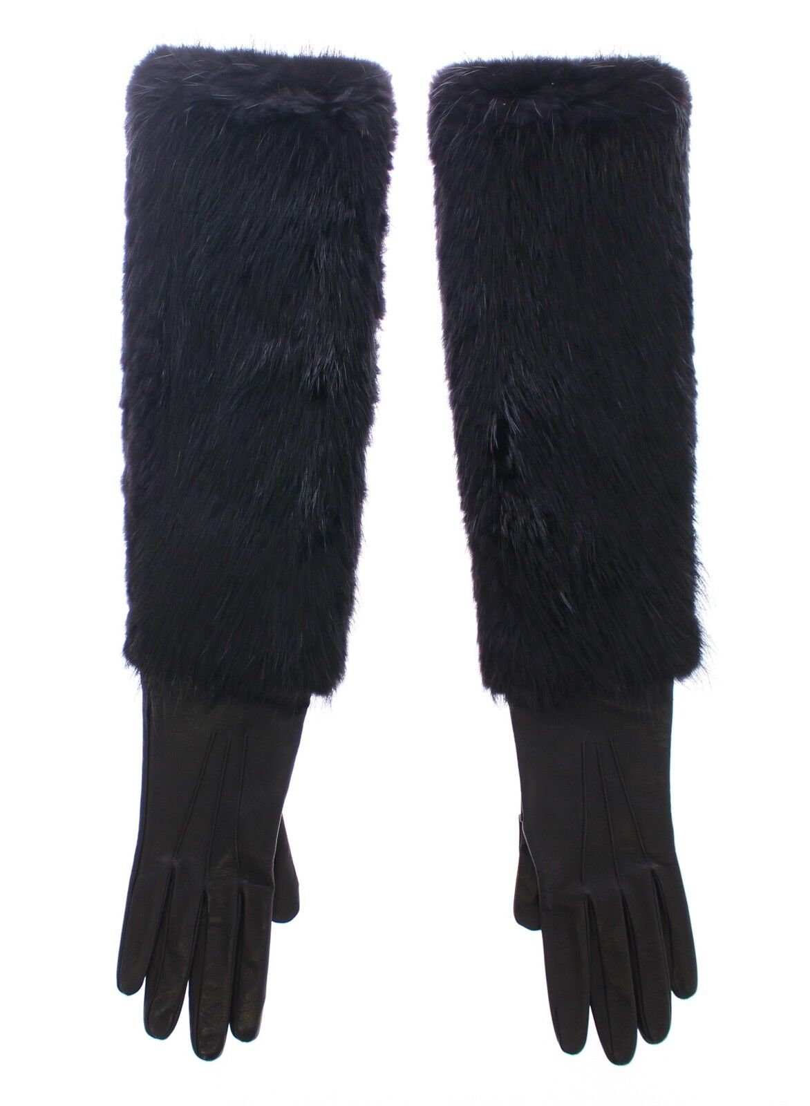 Dolce & Gabbana Elegant Elbow-Length Beaver Fur Gloves Dolce & Gabbana