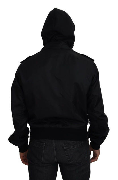 Dolce & Gabbana Sleek Black Hooded Bomber Jacket Dolce & Gabbana