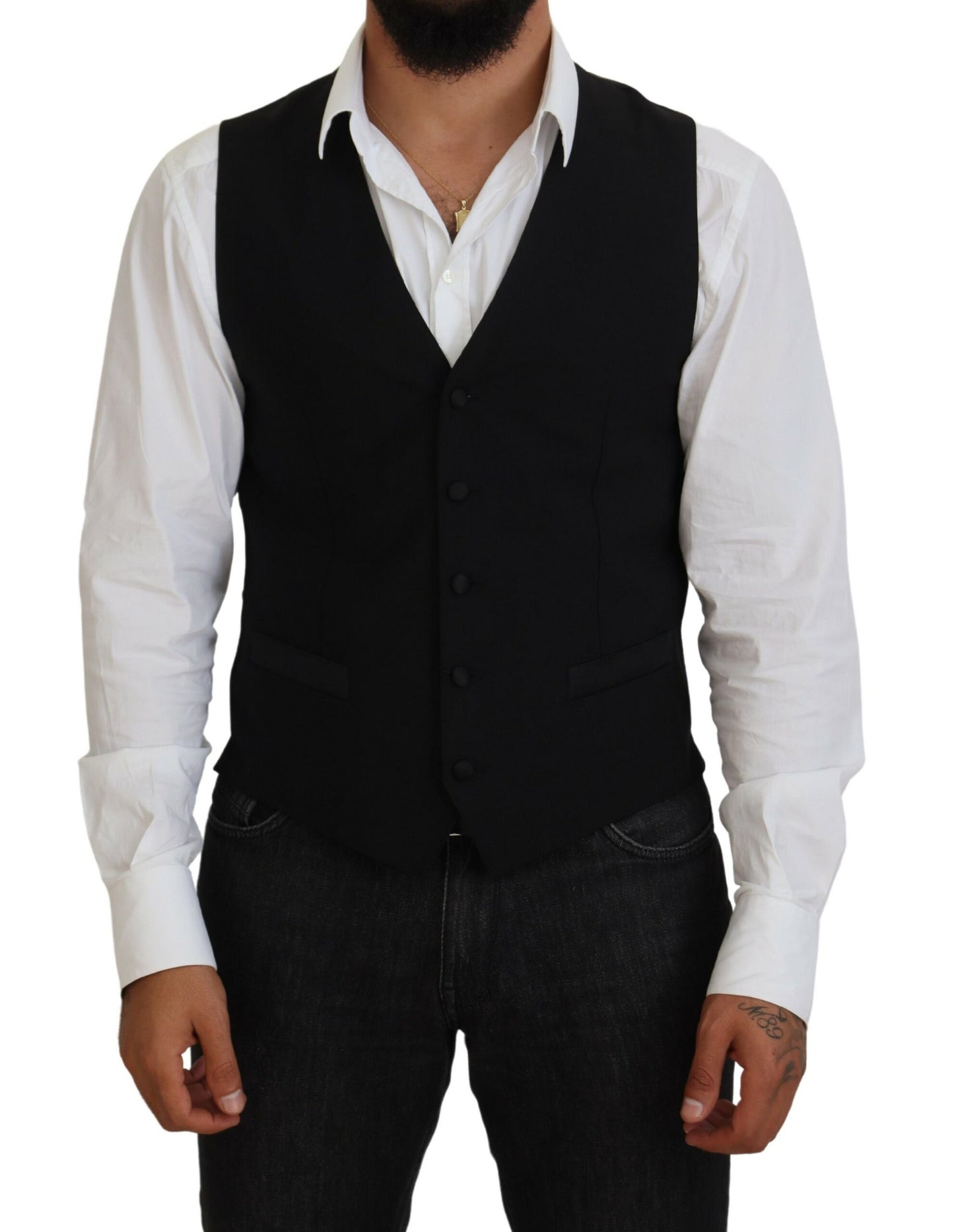 Dolce & Gabbana Elegant Black Formal Dress Vest Dolce & Gabbana