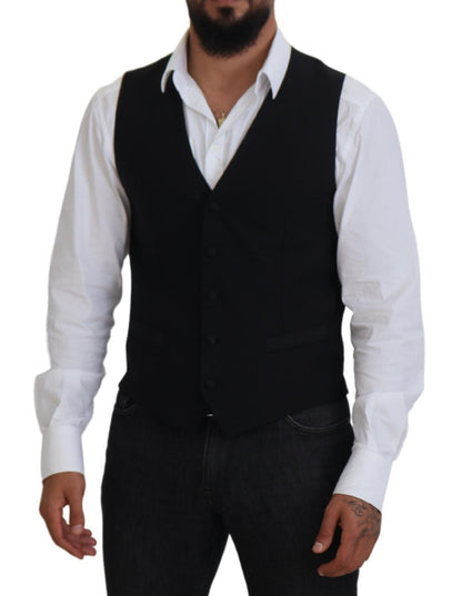 Dolce & Gabbana Elegant Black Formal Dress Vest Dolce & Gabbana