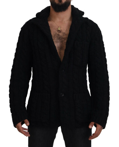 Dolce & Gabbana Elegant Black Wool-Cashmere Cardigan Sweater Dolce & Gabbana