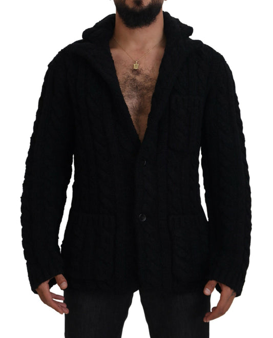 Dolce & Gabbana Elegant Black Wool-Cashmere Cardigan Sweater Dolce & Gabbana