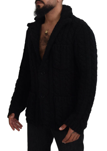 Dolce & Gabbana Elegant Black Wool-Cashmere Cardigan Sweater Dolce & Gabbana