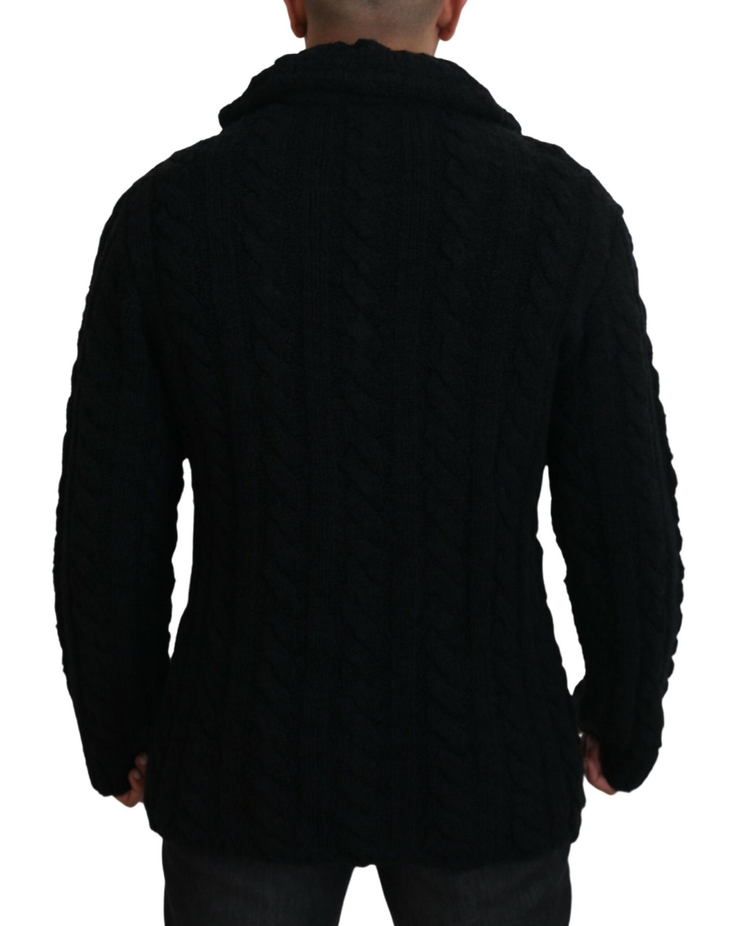 Dolce & Gabbana Elegant Black Wool-Cashmere Cardigan Sweater Dolce & Gabbana