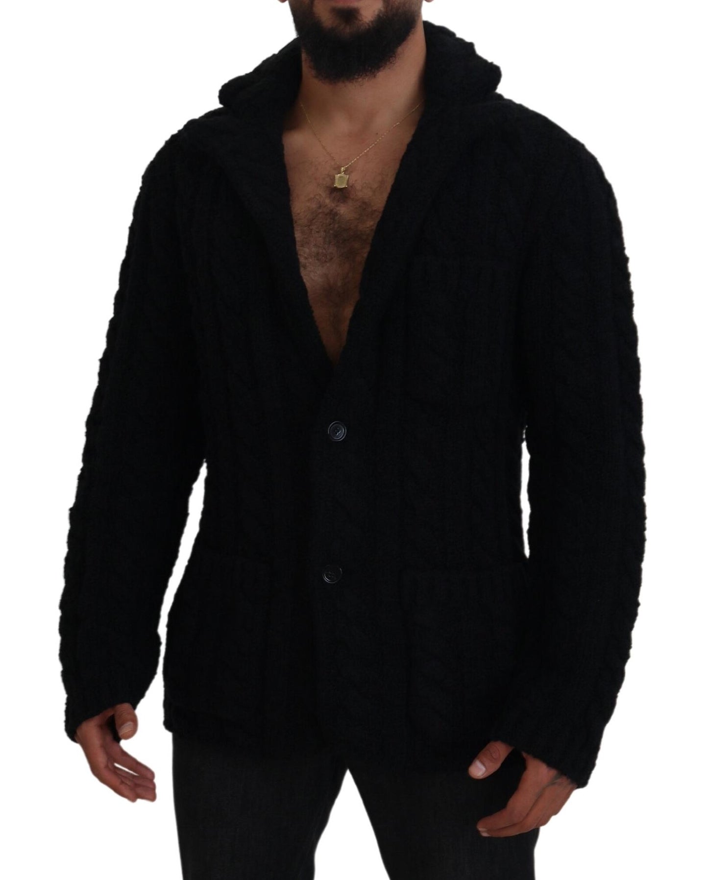 Dolce & Gabbana Elegant Black Wool-Cashmere Cardigan Sweater Dolce & Gabbana