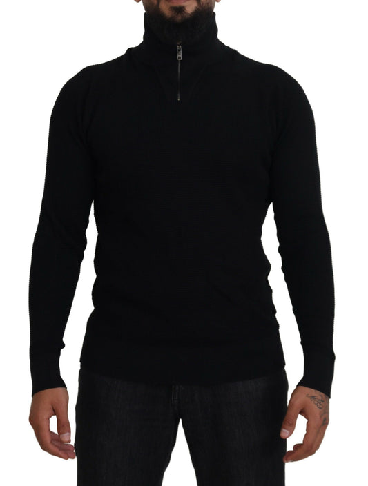 Dolce & Gabbana Elegant Silk Blend Black Pullover Sweater Dolce & Gabbana