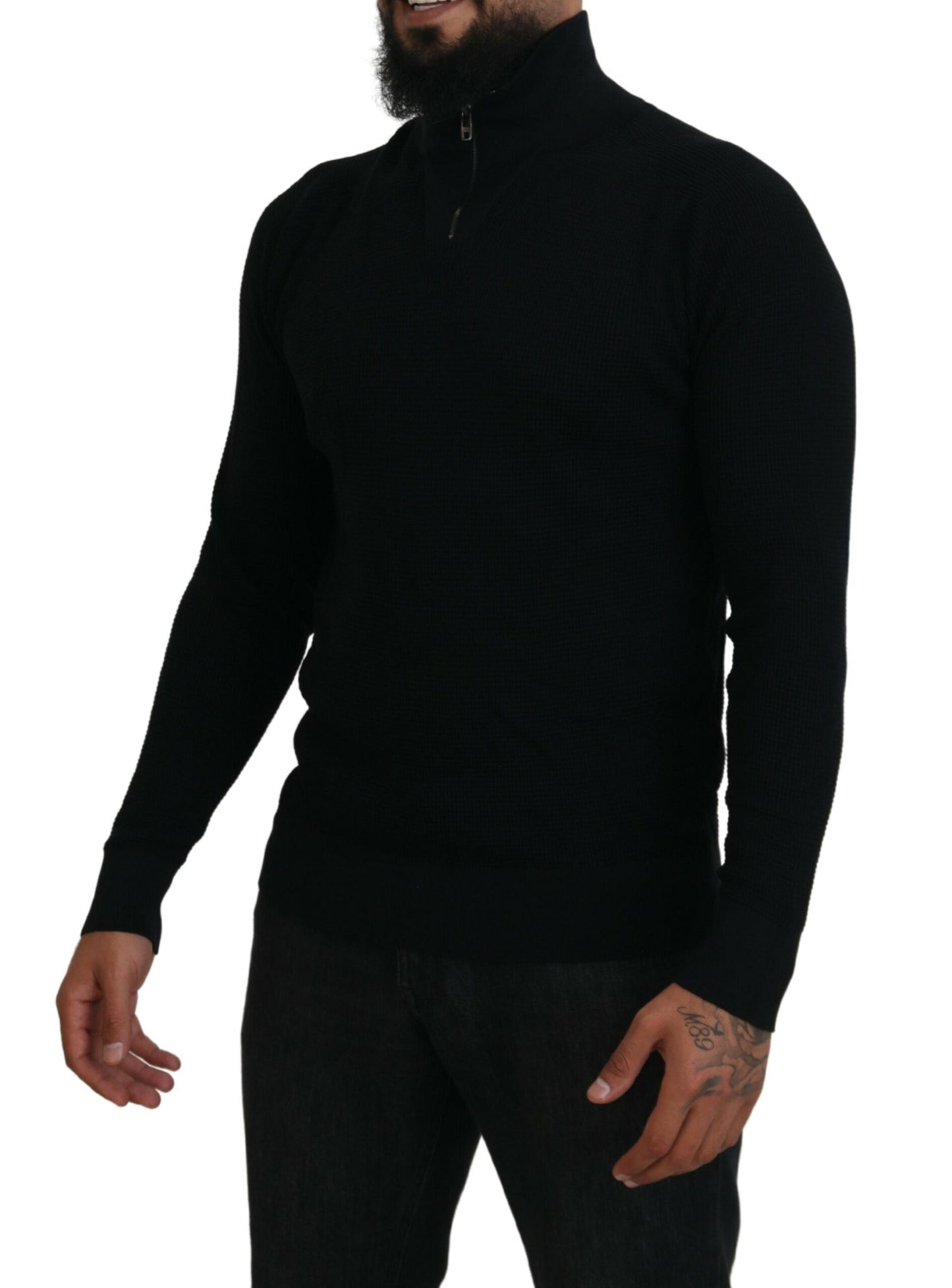 Dolce & Gabbana Elegant Silk Blend Black Pullover Sweater Dolce & Gabbana