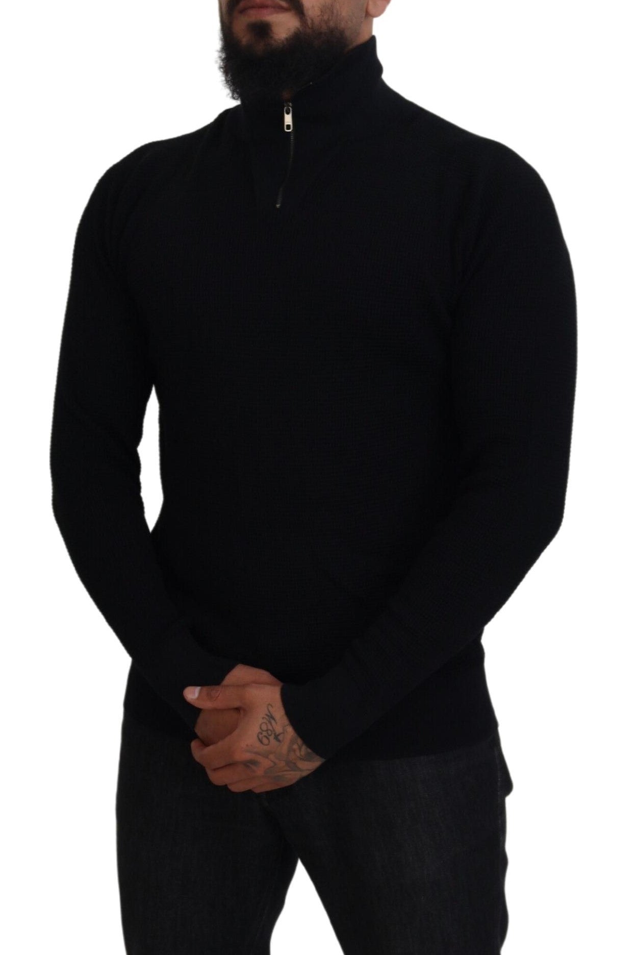 Dolce & Gabbana Elegant Silk Blend Black Pullover Sweater Dolce & Gabbana