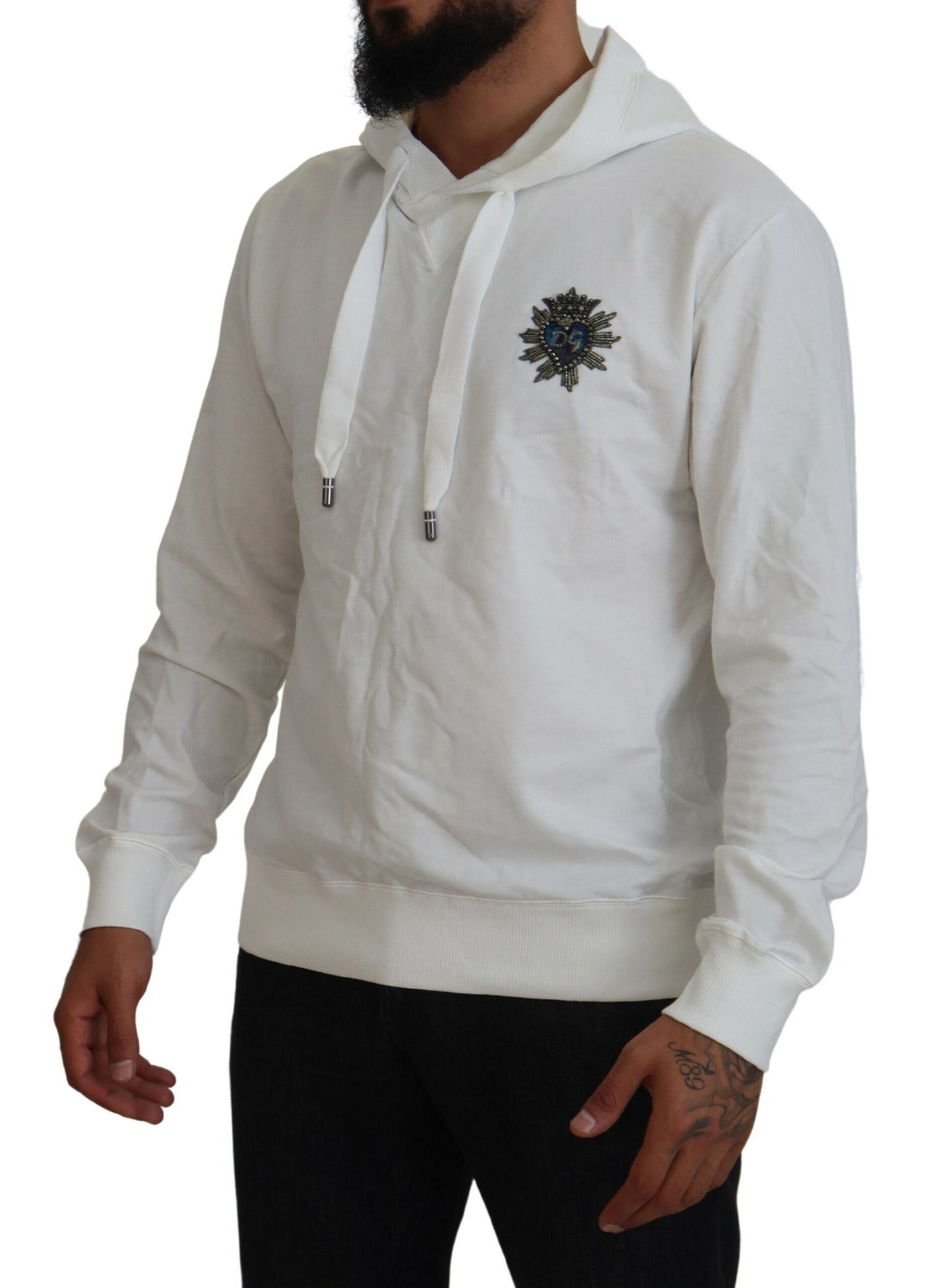 Dolce & Gabbana Elegant White Logo Hooded Sweatshirt Dolce & Gabbana