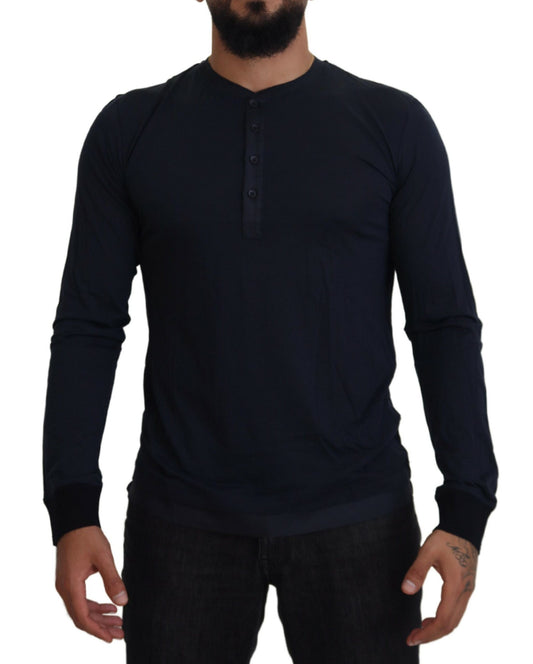 Dolce & Gabbana Elegant Cotton-Silk Blend Blue Pullover Dolce & Gabbana