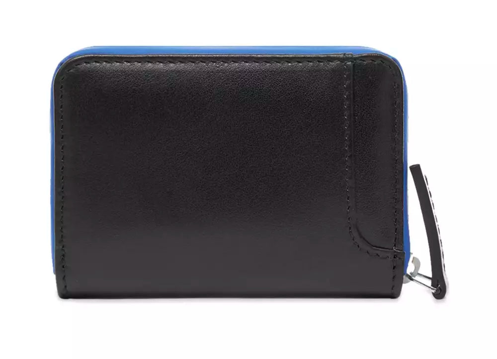 Marcelo Burlon Sleek Black Leather Card Holder with Blue Accents Marcelo Burlon