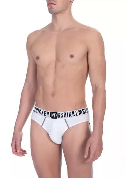 Bikkembergs White Cotton Men Brief Bikkembergs