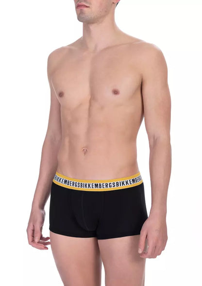 Bikkembergs Black Cotton Men Underwear Trunk Duo Bikkembergs