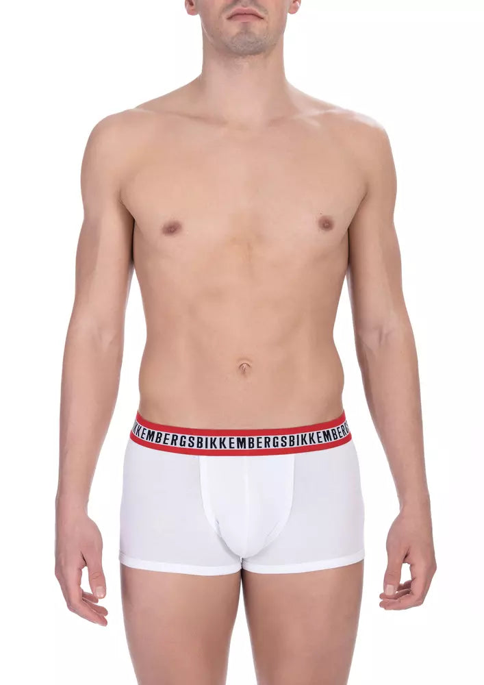 Bikkembergs White Cotton Men Underwear Trunks Twin Pack Bikkembergs