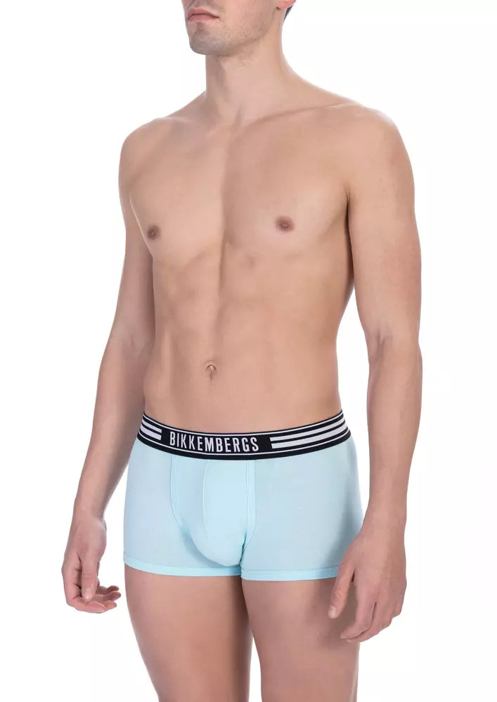 Bikkembergs Light Blue Cotton Men Underwear Trunk Pack Bikkembergs