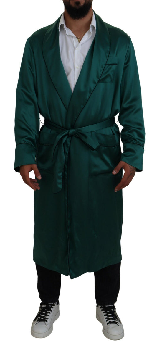 Dolce & Gabbana Elegant Silk Robe in Lush Green Dolce & Gabbana