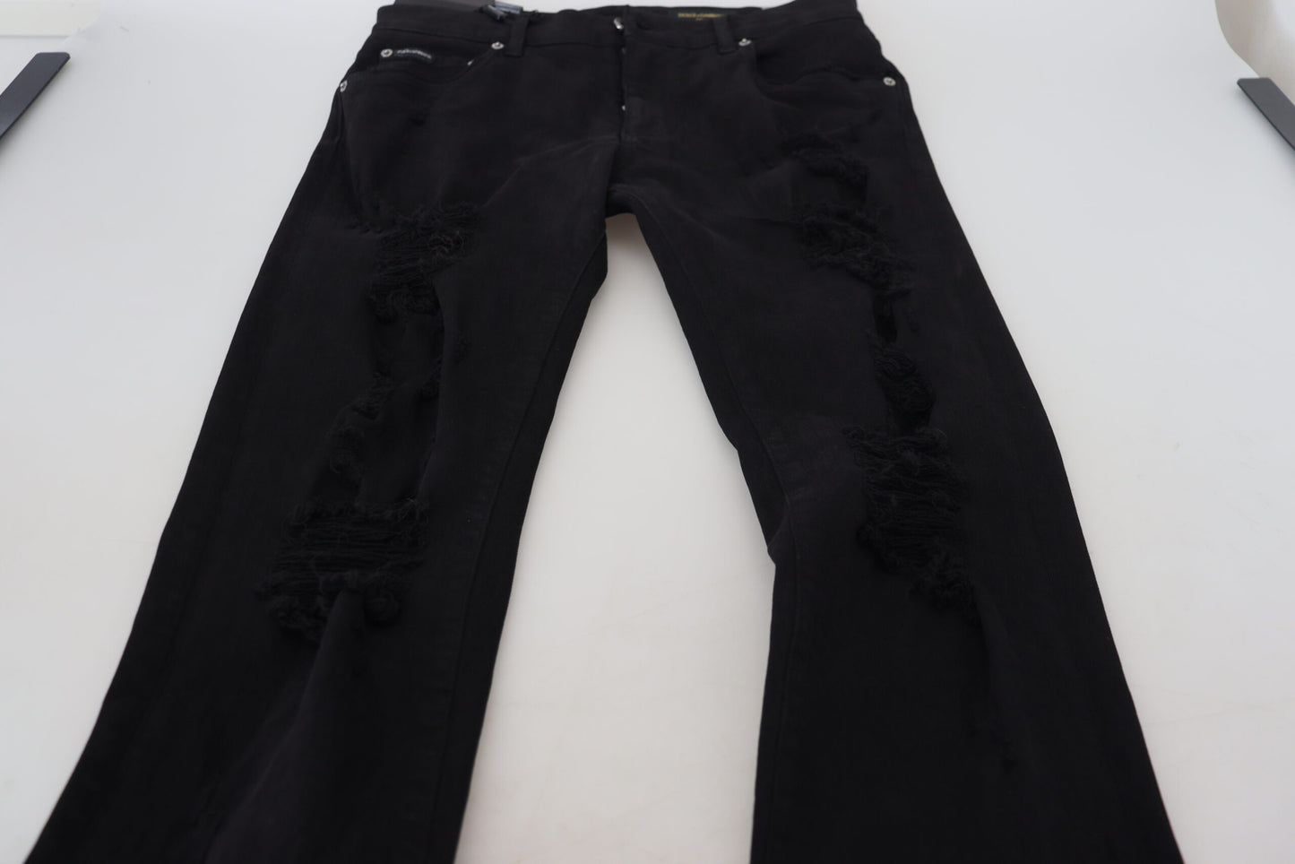 Dolce & Gabbana Svelte Black Tattered Slim Fit Denim Dolce & Gabbana