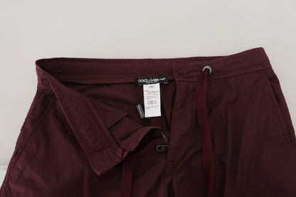 Dolce & Gabbana Elegant Burgundy Cotton Jogger Pants Dolce & Gabbana