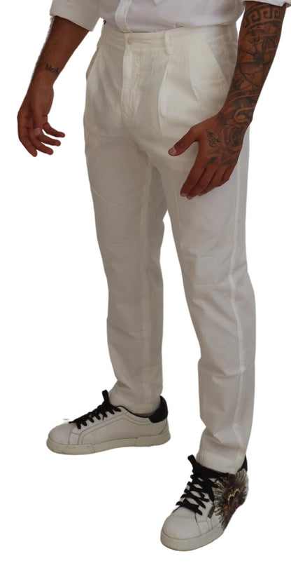 Dolce & Gabbana Elegant White Cotton Chino Pants Dolce & Gabbana